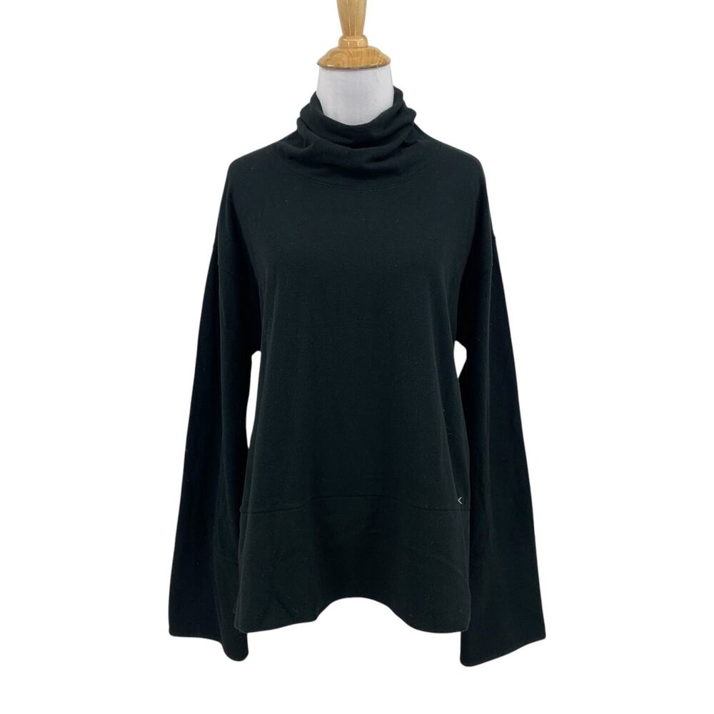 RLX Ralph Lauren Sweater Womens L Large Black Turtleneck Drop Shoulder Split Hem